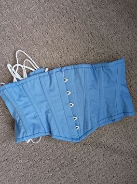Light Blue Lace-Up Corset Waist Cincher